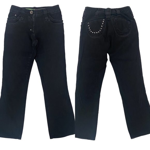 Vintage GHG Mid-Rise Straight Leg Studded Pocket Jeans in Black Denim Size 29 - Picture 1 of 15